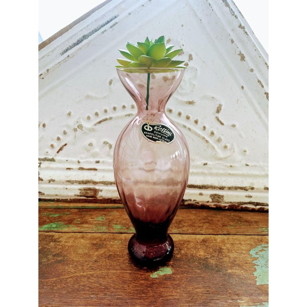 Vintage Rosssini Italian Art Glass Vase Purple